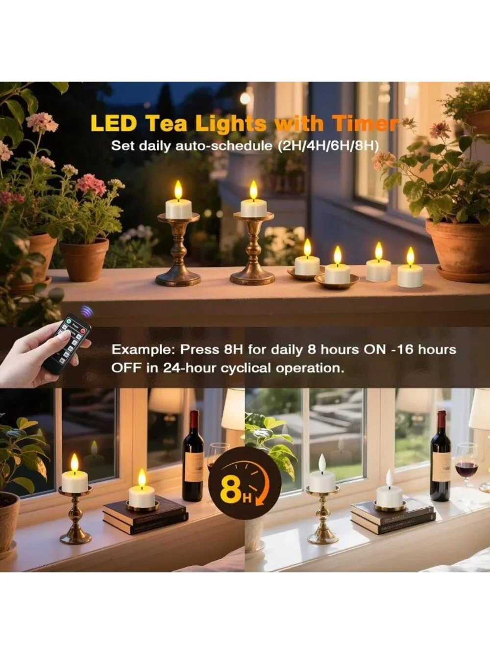 Rechargeable Waterproof Tea Light Candles with Remote & Timer - Perfect for